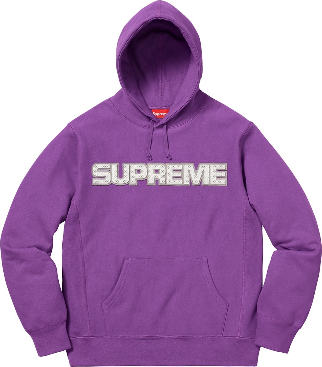 Perforated Leather Hooded Sweatshirt view 2